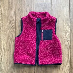 GAP Pink Sherpa Fleece Vest with Black Trim